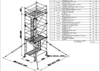 Torre de andamio ligera móvil de aluminio de los sistemas de acero estables del andamio